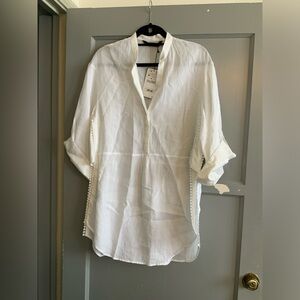 Zara White Button Down Kaftan Shirt